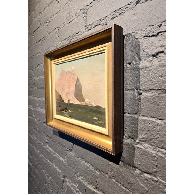 Wood Laurits Holst -19th Century View of Madeira Rocky Coastline in Portugal -Oil Painting For Sale - Image 7 of 8