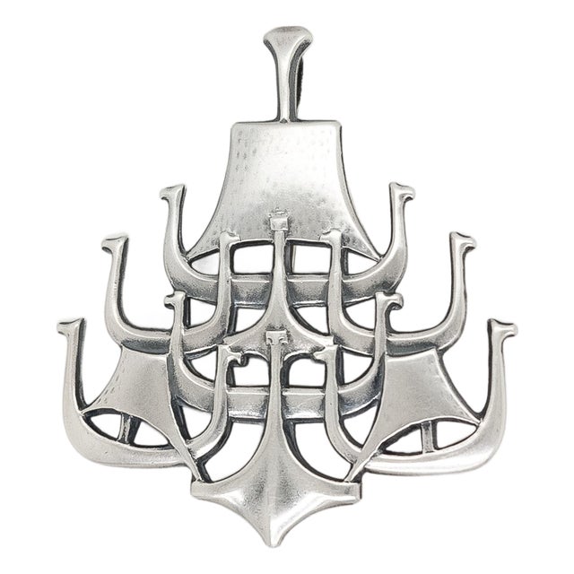 Bjørn S. Østern David Andersen Modernist Sterling Silver Longship Brooch/Pendant For Sale
