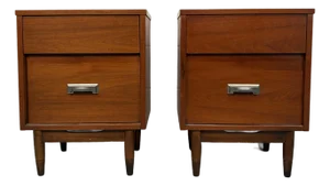 Vintage "Mainline" Walnut Nightstands by Hooker, A Pair