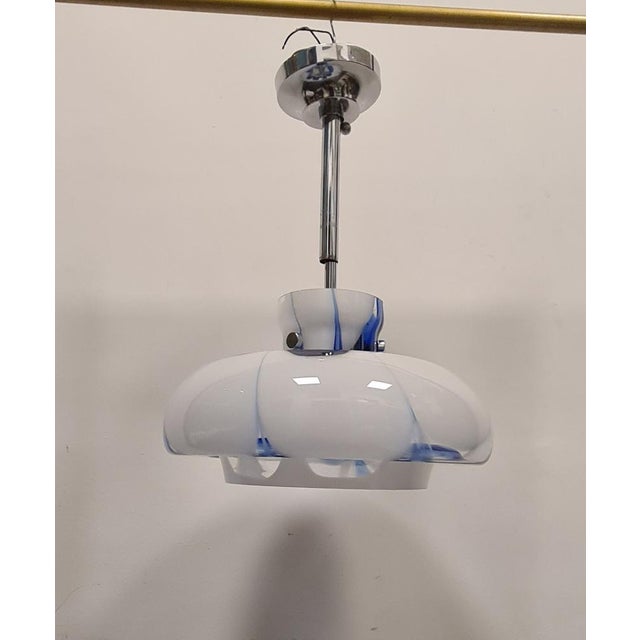 Space Age Hanging Light in Blue and White, 1980s For Sale - Image 3 of 15