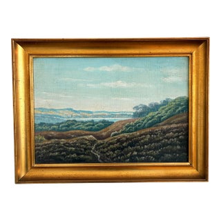 Vintage Signed Hills Landscape Oil Painting For Sale