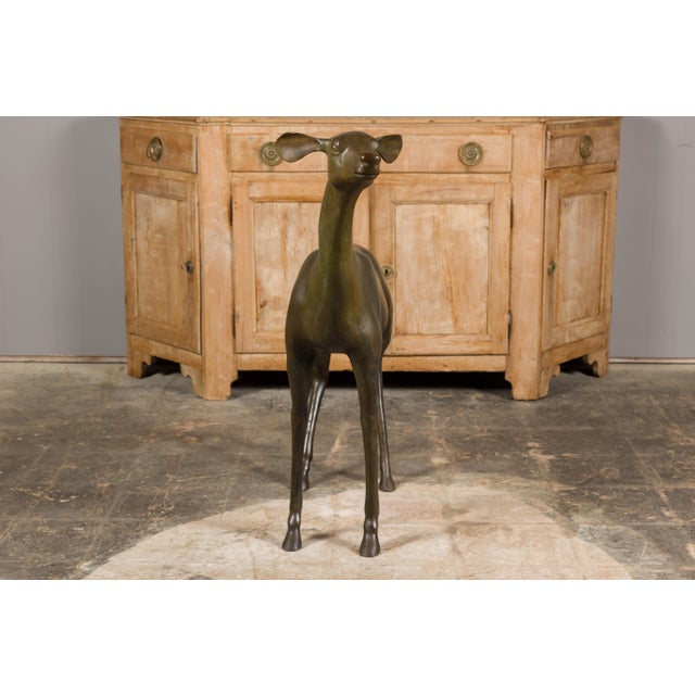 Continental 1930s Life Size Bronze Sculpture of a Deer Standing on its Four Legs For Sale - Image 12 of 12