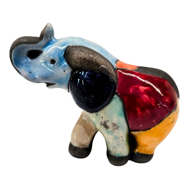 Colorful Xochiquetzal Mexican Pottery Elephant – Handcrafted Folk Art Figurine For Sale