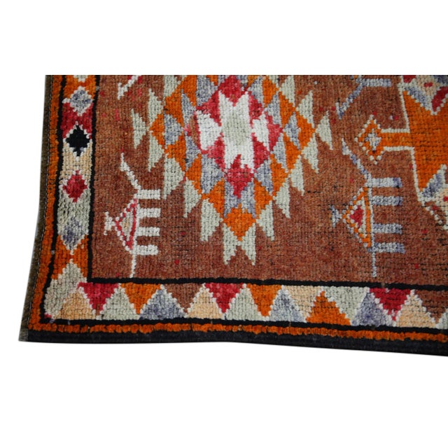 Traditional 1960s Orange Geometric Design Handwoven Wool Vintage Turkish Runner 2'10" X 11'6" For Sale - Image 3 of 6
