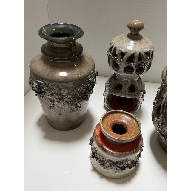 Mid Century Icelandic Glit Lava Pottery Set- 4 Pieces For Sale - Image 10 of 14
