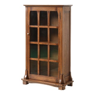 Mission Solid Oak Display Bookcase - Walnut Stain For Sale