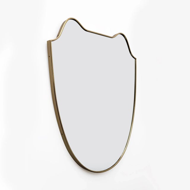Mid-Century Modern Italian Brass Wall Mirror attributed Gio Ponti, 1950s For Sale - Image 6 of 6