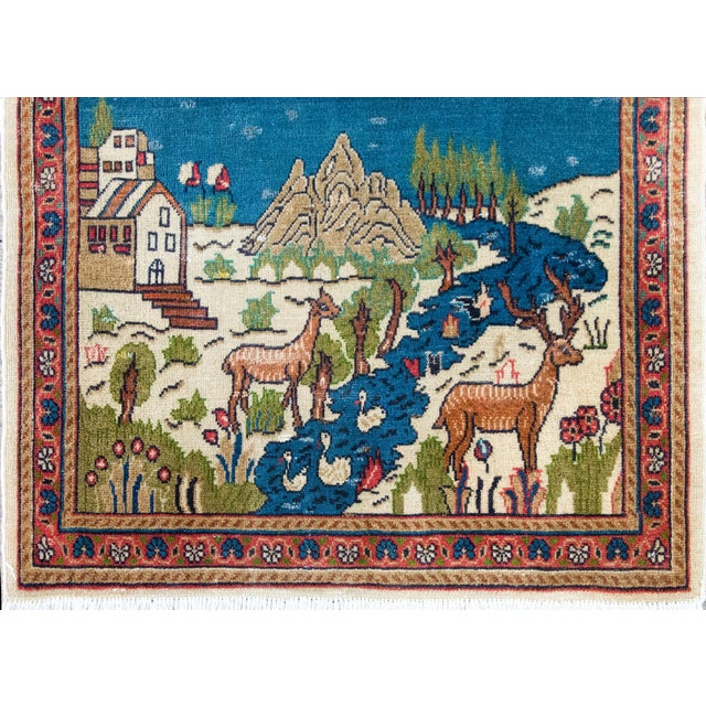 Early 20th Century Persian Pictorial Tabriz Rug For Sale In Chicago - Image 6 of 15