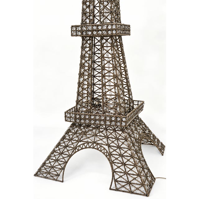 Vintage Mid-Century Large 7 Foot Beaded Glass Floor Lamp in the Form of the Eiffel Tower For Sale - Image 4 of 13