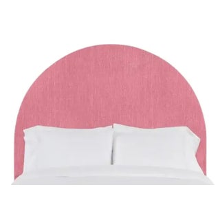 Poppy King Headboard, Rose Linen For Sale