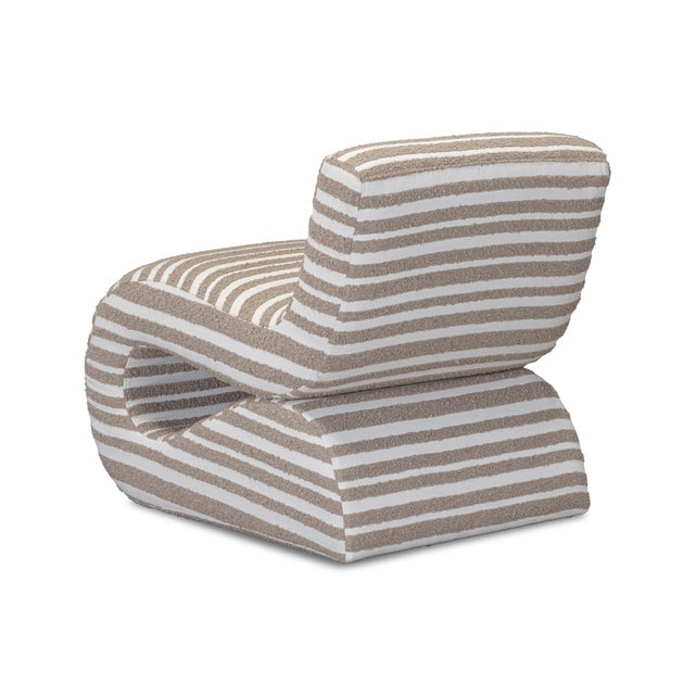 2020s Senna Taupe Jacquard Organic Stripes Accent Chair For Sale - Image 5 of 7