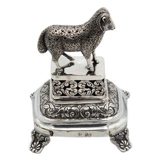 Silver Toothpick Holder with Sheep Cutout For Sale
