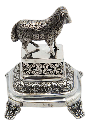 Silver Toothpick Holder with Sheep Cutout