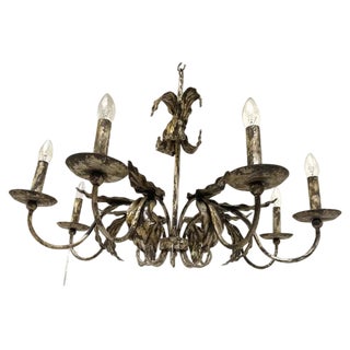 Brunish-Silver Florentine Wrought Iron Chandelier by Simoeng For Sale