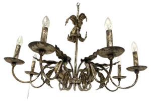 Brunish-Silver Florentine Wrought Iron Chandelier by Simoeng