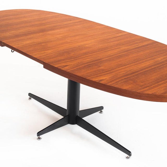 Wood Vintage Dining Table with Extension in Iron and Teak attributed to Roche Bobois, France, 1965 For Sale - Image 7 of 13