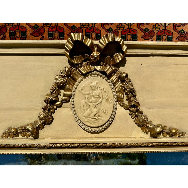 19th Century French Neoclassical Painted Trumeau Ca. 1870 For Sale - Image 11 of 12