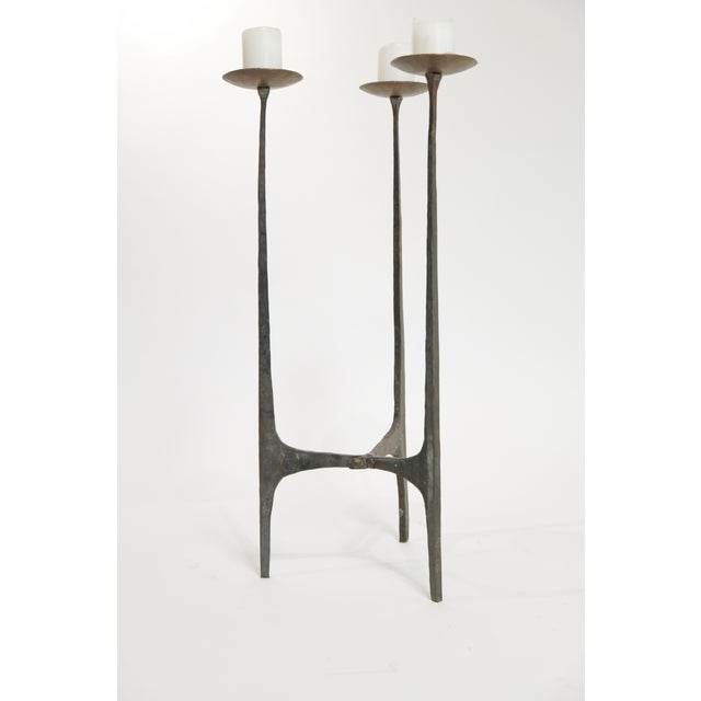 Bronze 32-Inch Tall Bronze Brutalist Candle Holder, Mid-20th Century For Sale - Image 8 of 16