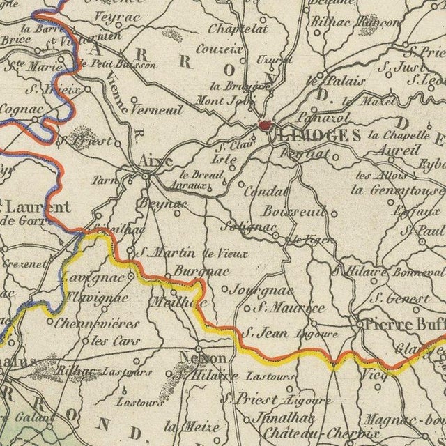 Antique Map of the Haute-Vienne, Limoges and Marshal Jourdan, 1860 For Sale - Image 4 of 12