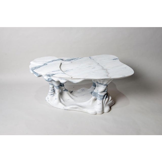 Marsili handmade coffee table in white marble by manta handmade stone design limited edition of 6 pieces. Dimensions: d 62...