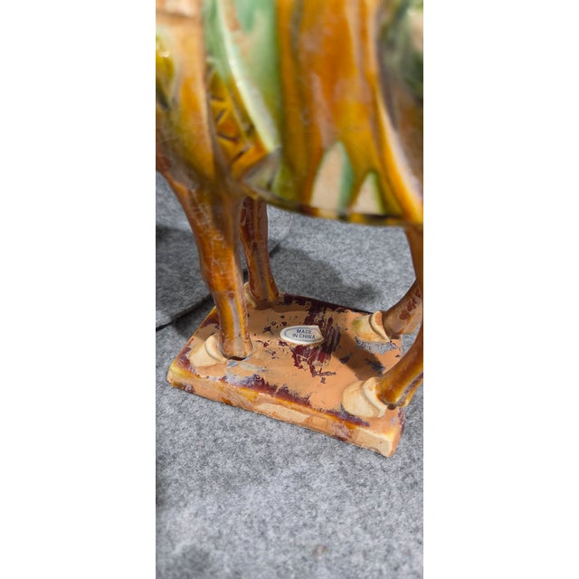 Trio of Chinese Tang Dynasty Style Sancai Glazed War Horses For Sale - Image 13 of 18