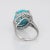 Mid 20th Century Mid 20th Century Egg Shell Blue Turquoise Diamond Ring Platinum Estate Large Cocktail Jewelry size 6 For Sale - Image 5 of 7