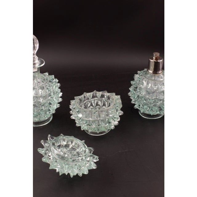 Blue Set of 3 Blu Acquamarine Rostrato Murano Syle Glass Vases Barovier & Toso, 1940s For Sale - Image 8 of 10