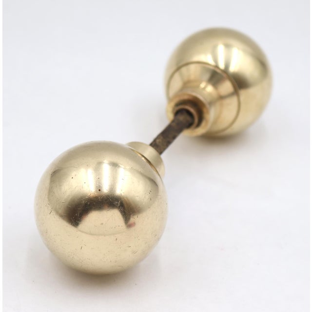 Pair of Modern Polished Cast Brass Ball Shaped Door Knobs For Sale - Image 4 of 5