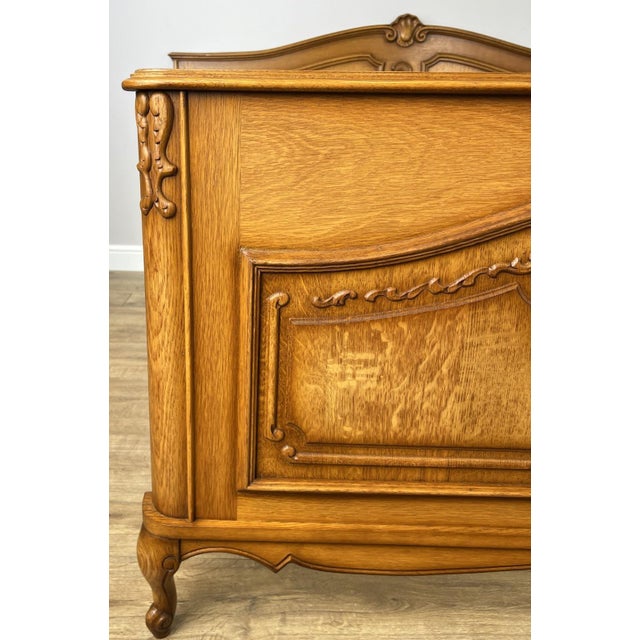 Vintage Louis XVI French Double Frame with Carved Headboard For Sale - Image 4 of 10