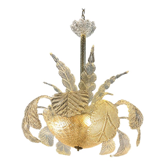 Murano Glass Chandelier attributed to Ercole Barovier, 1940s For Sale