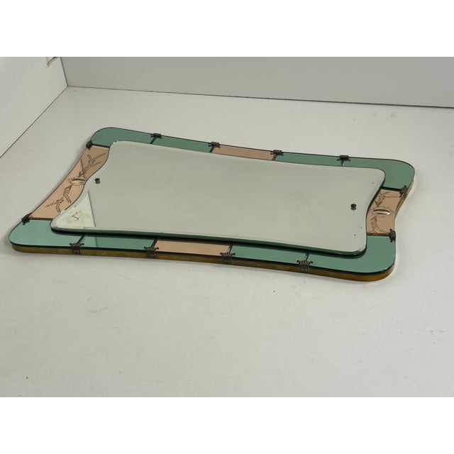Two-Tone Mirror with Brass Edge by Giovanni Gariboldi, 1950s For Sale - Image 4 of 13