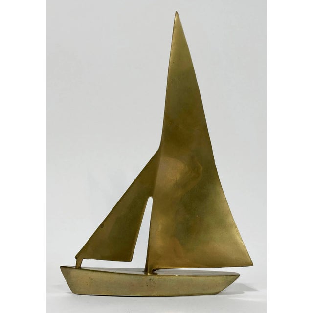 Mid 20th Century Vintage MCM Brass Sailboat Dolbi Cashier Attributed For Sale - Image 5 of 5