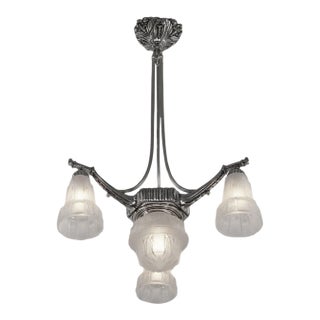 French Art Deco Chandelier by Muller Freres 1920s France For Sale