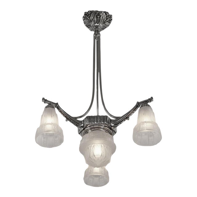 French Art Deco Chandelier by Muller Freres 1920s France For Sale