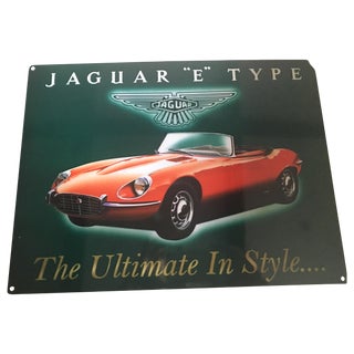 Vintage Enameled Jaguar Sign For Sale