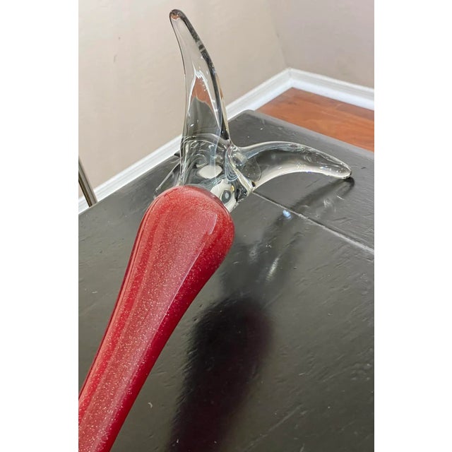 45” Tall Mid Century Modern Italy Aventurine Glass Floor Vase Red With Silver Flecks For Sale - Image 12 of 12