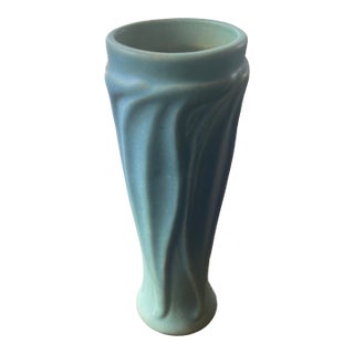 Art Nouveau Van Briggle Blue Matte Swirl Vase - Early Period Rare For Sale