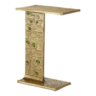 Currey & Company Beau Monde Gold & Green C Table For Sale