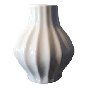 Royal Haeger Small White Ribbed Ceramic Vase
