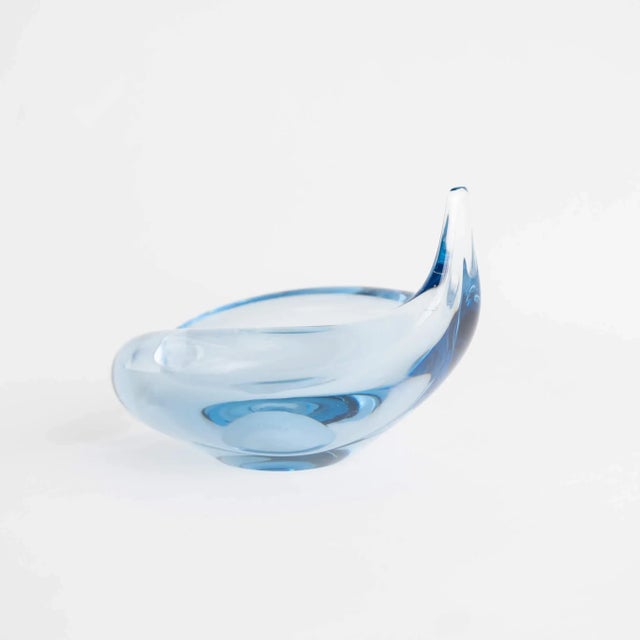 Glass Vintage Light Blue Holmegaard Teardrop Glass Catchall For Sale - Image 7 of 9
