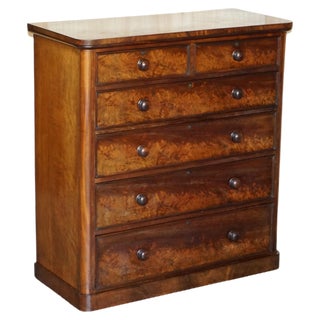 Antique Victorian Flamed Mahogany Two Over Four Chest of Drawers For Sale