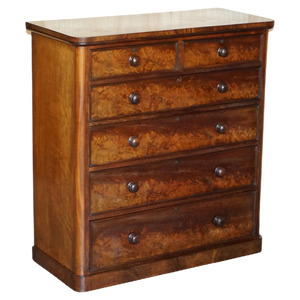 Antique Victorian Flamed Mahogany Two Over Four Chest of Drawers