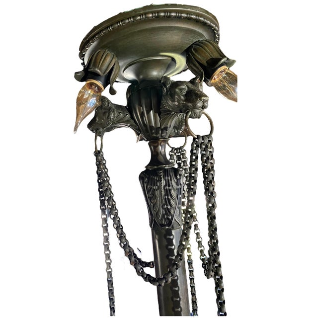 Early 20th Century Gothic Revival Bronze Six Arm For Sale - Image 4 of 6