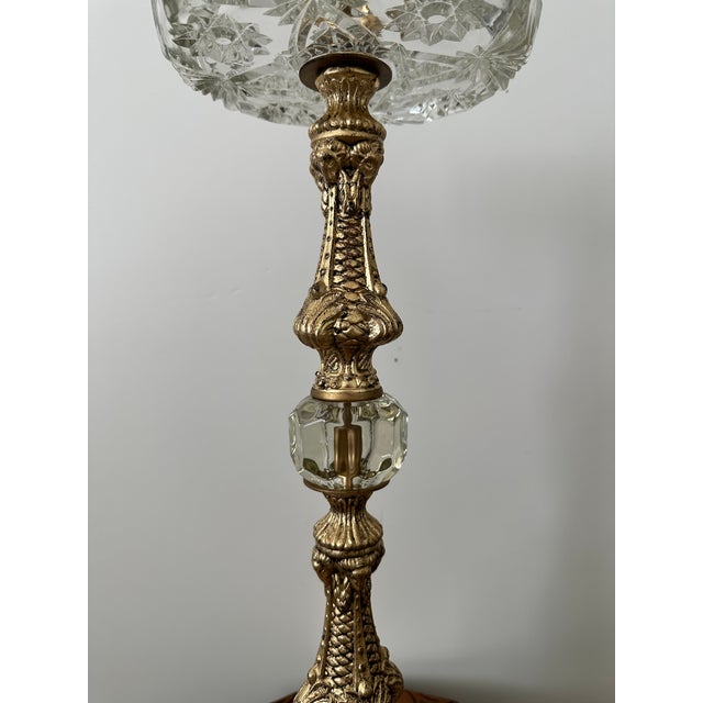 Vintage Crystal Glass and Metal Smoke Stand Floor Ashtray For Sale In Phoenix - Image 6 of 9