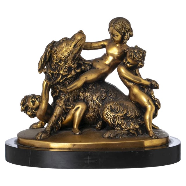 Edouard Drouot, Sculptural Group, Gilded Bronze For Sale