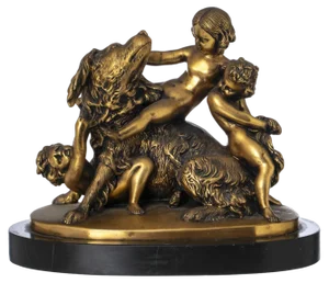 Edouard Drouot, Sculptural Group, Gilded Bronze