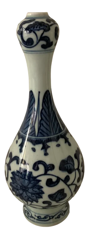 Blue & White Porcelain Floral Chinoiserie Vase