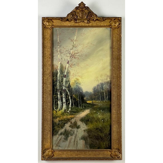 Wood Early 20th Century Figurative Landscape Pastel Drawing, Framed For Sale - Image 7 of 7