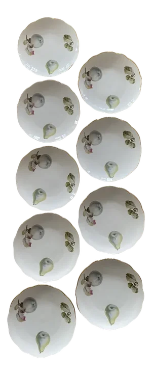 Porcelain Plates with Fruit Motif from Ab Lidköpings Porslinsfabrik, Sweden, 1920, Set of 9