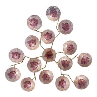 Modern Murano Glass Flower Form Wall Art For Sale